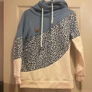 NWOT Blue Cream and Animal Print hoodie. Very soft and comfortable